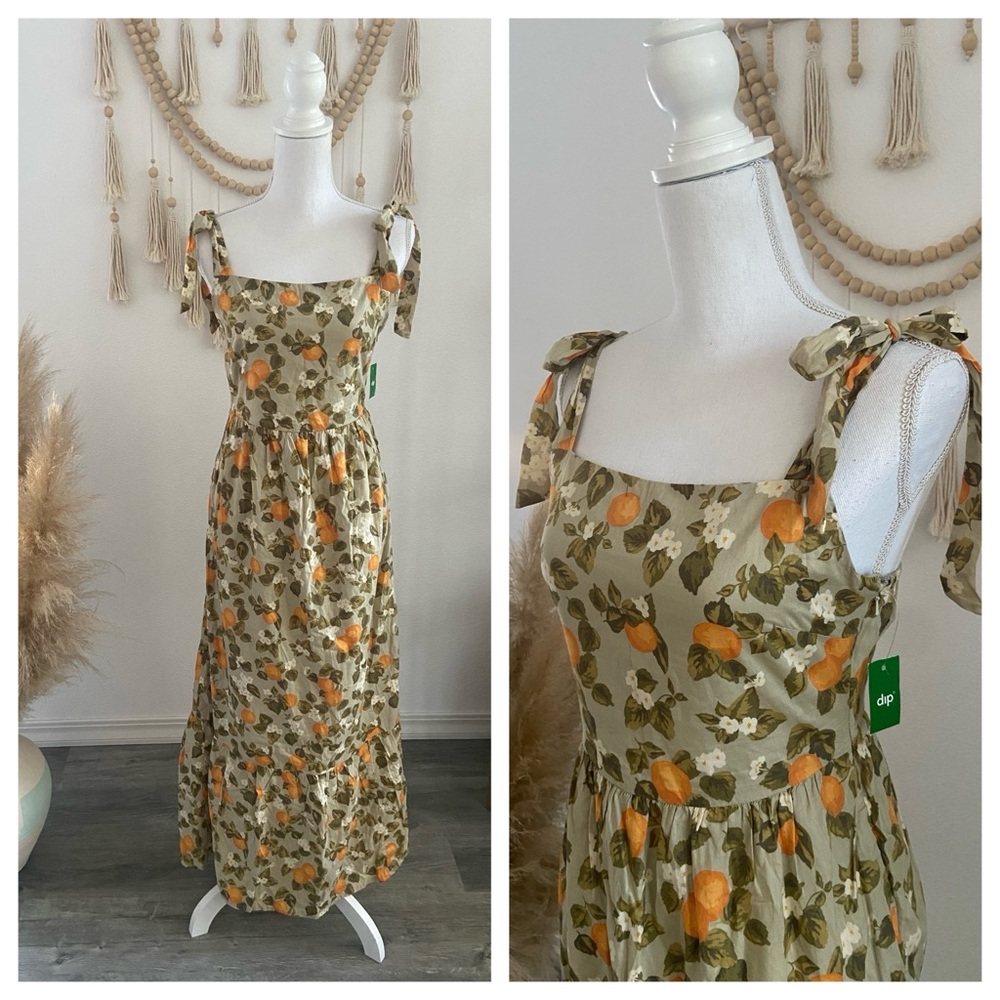 Dip Apparel sage green maxi dress European travel oranges clementine size small